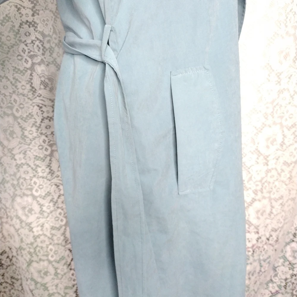 Vero Moda 3/4 length lightweight lined Coat light blue belted waist size L NWOT - Picture 3 of 12